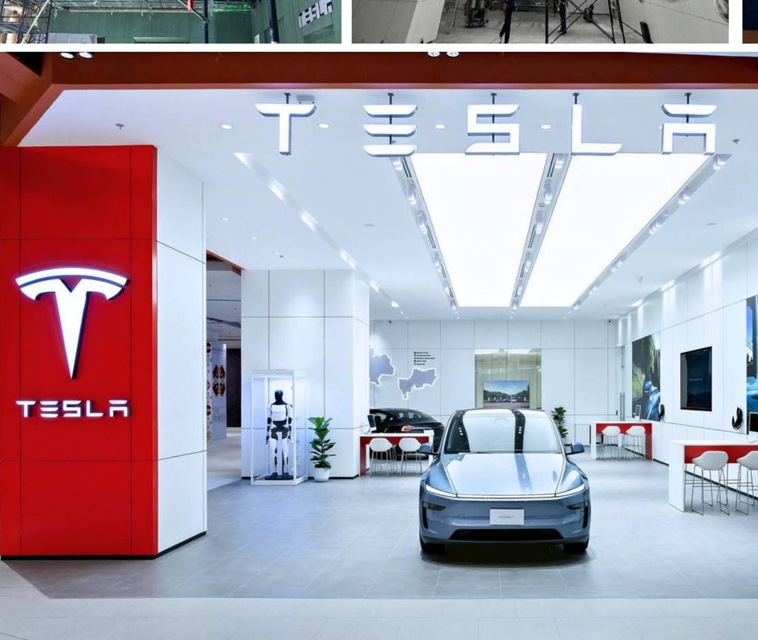 Tesla One Bangkok flagship showroom stretch ceiling